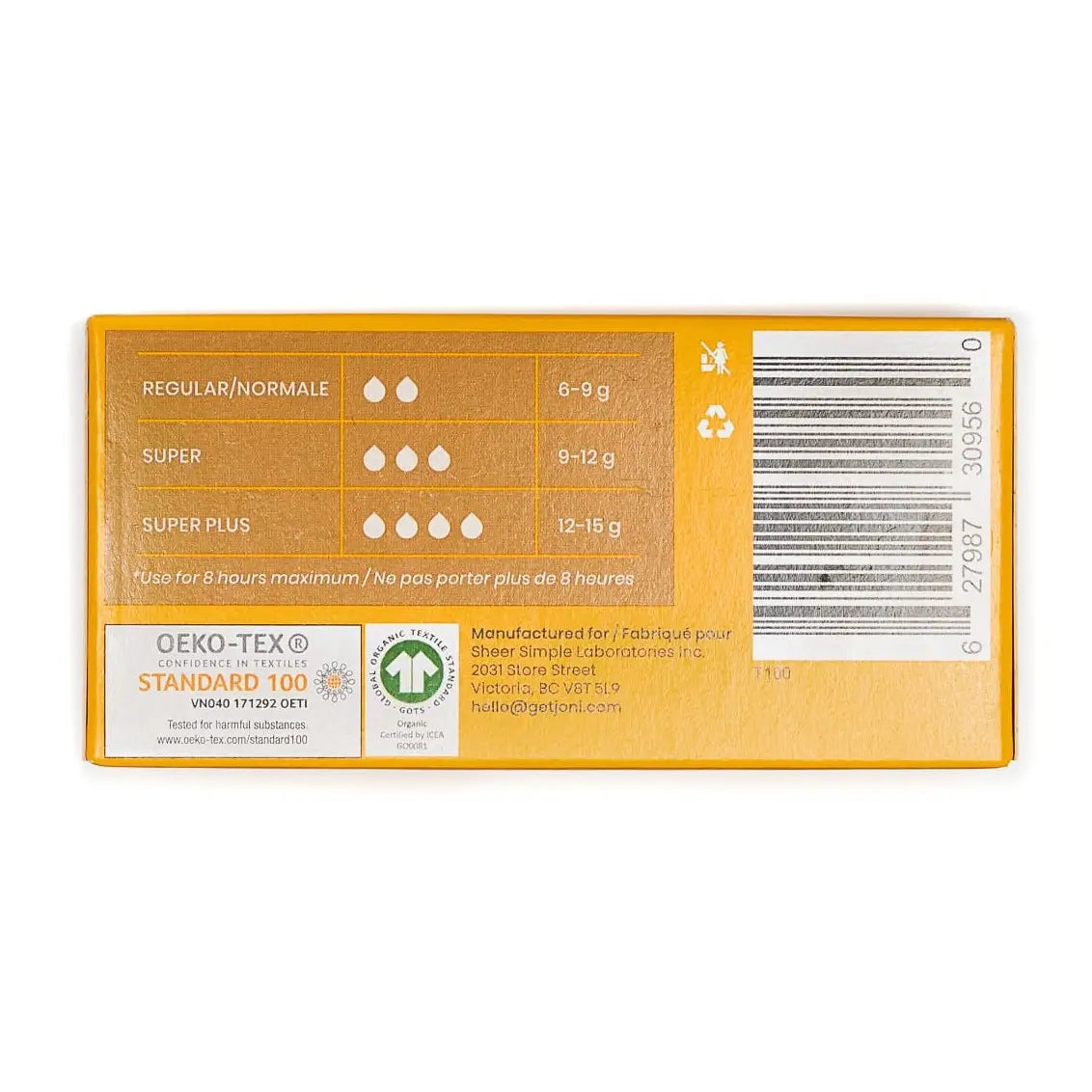 joni Regilar Organic Cotton Non-Applicator Tampons