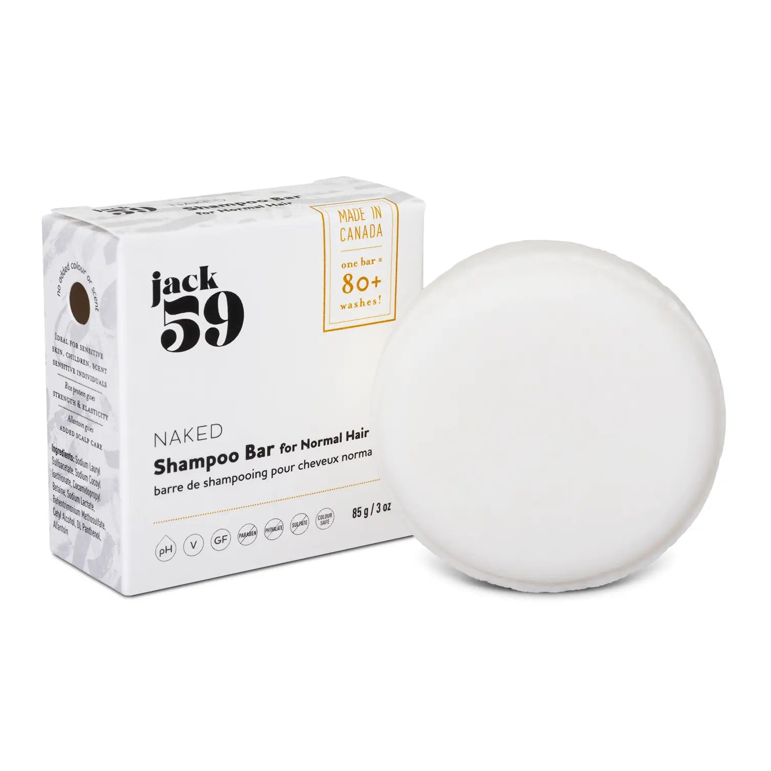 Jack 59 Naked Shampoo Bar (scent free)