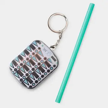 Silicone Straw with Keychain Travel Case